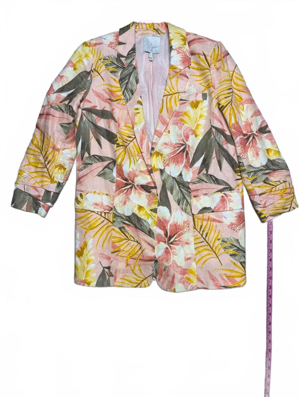 Joie Women's Linen Floral Print Blazer Jacket Size 4